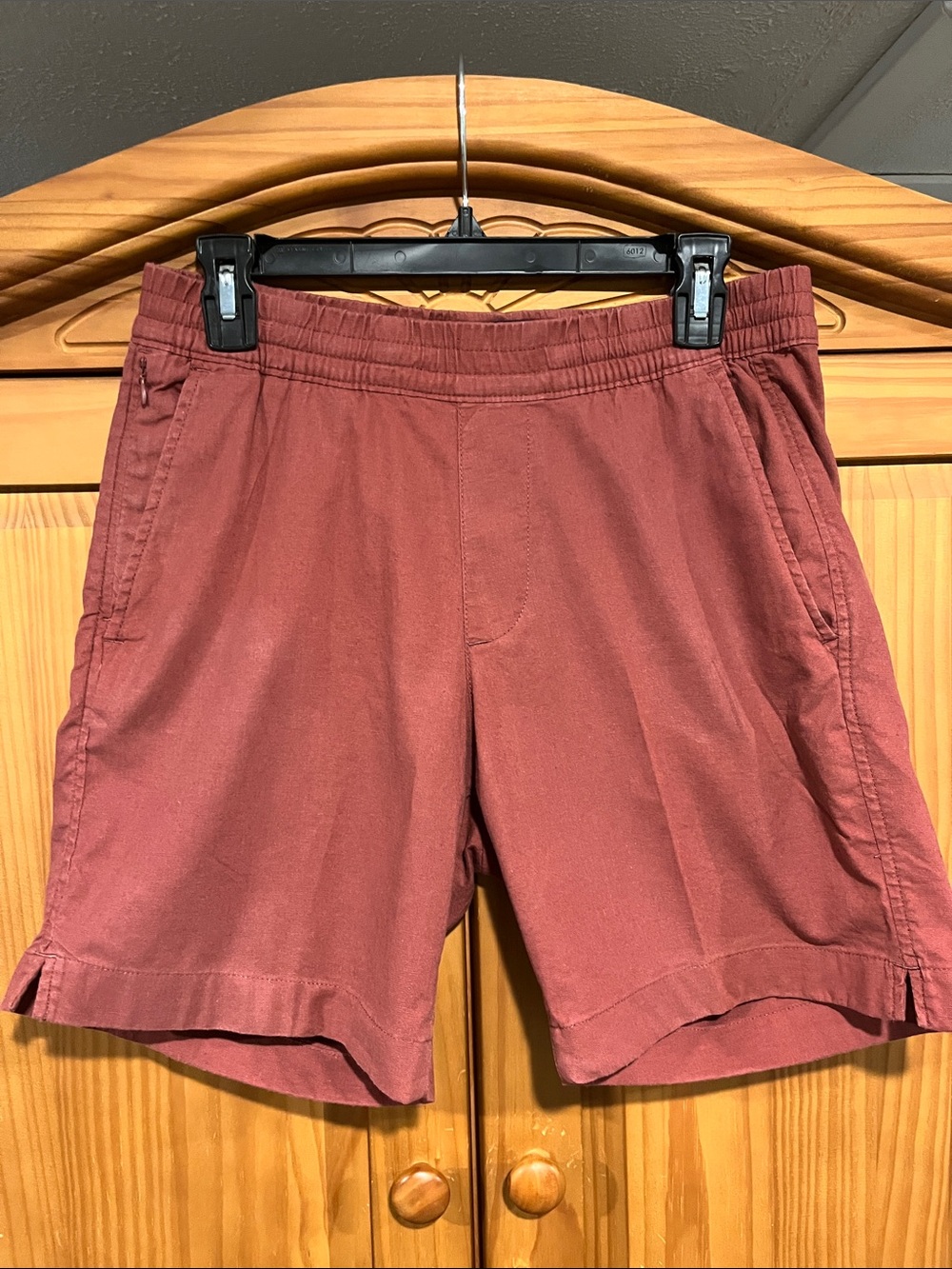 Men's Casual Elastic-Waist Shorts in Brick Red